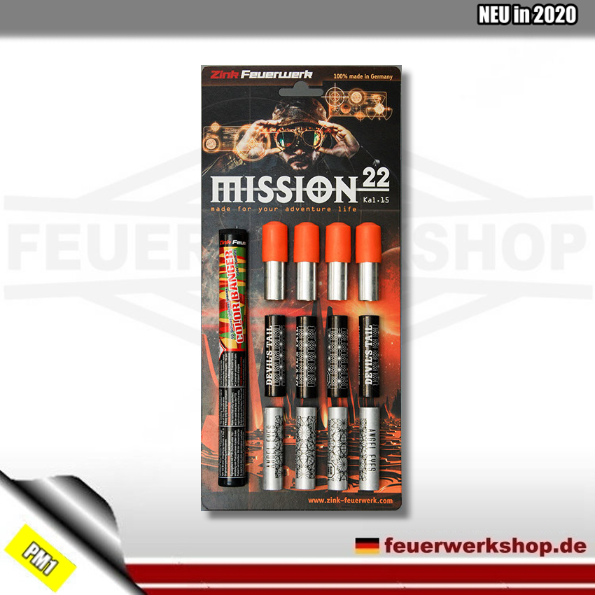 Mission 22 Zink Pyro Feuerwerk Sortiment für Schreckschusswaffen